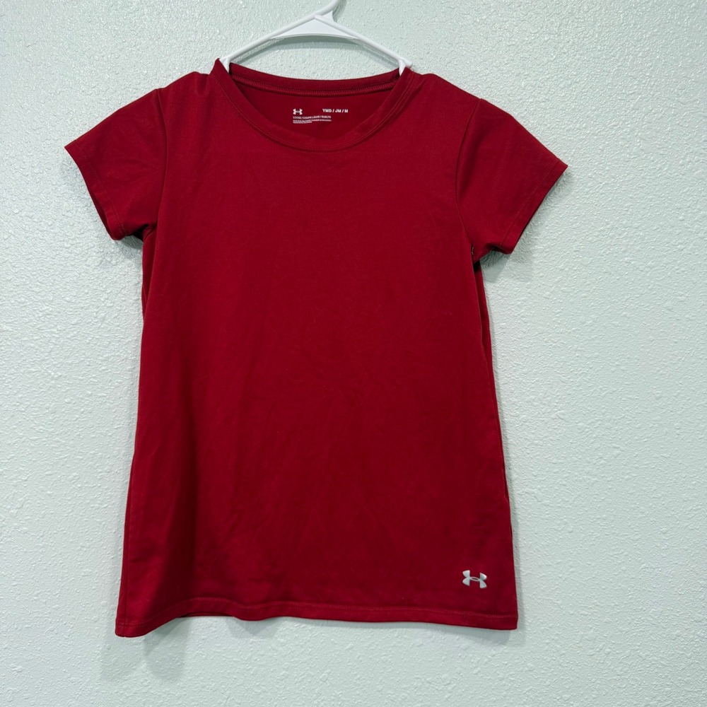 Under Armour Kids Red HeatGear Short Sleeve Loose Fit Active Tee Shirt YMD JM M‎